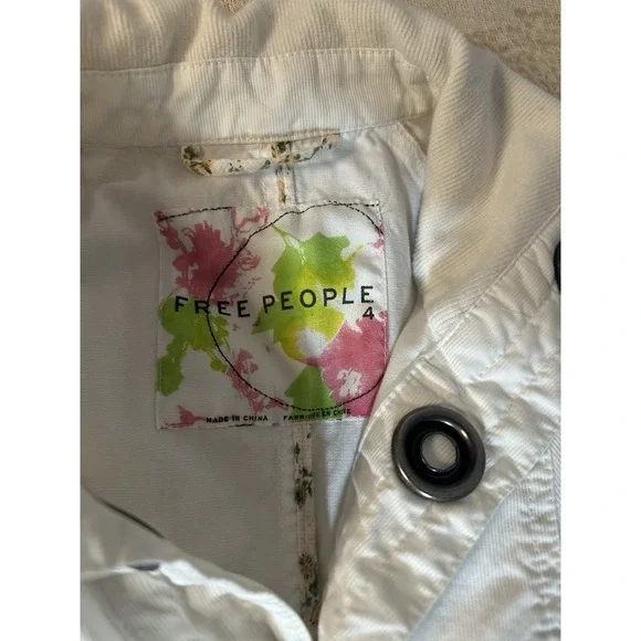 Free People Snap Down Trench Coat Womens 4 Cream White Overcoat - Picture 11 of 14